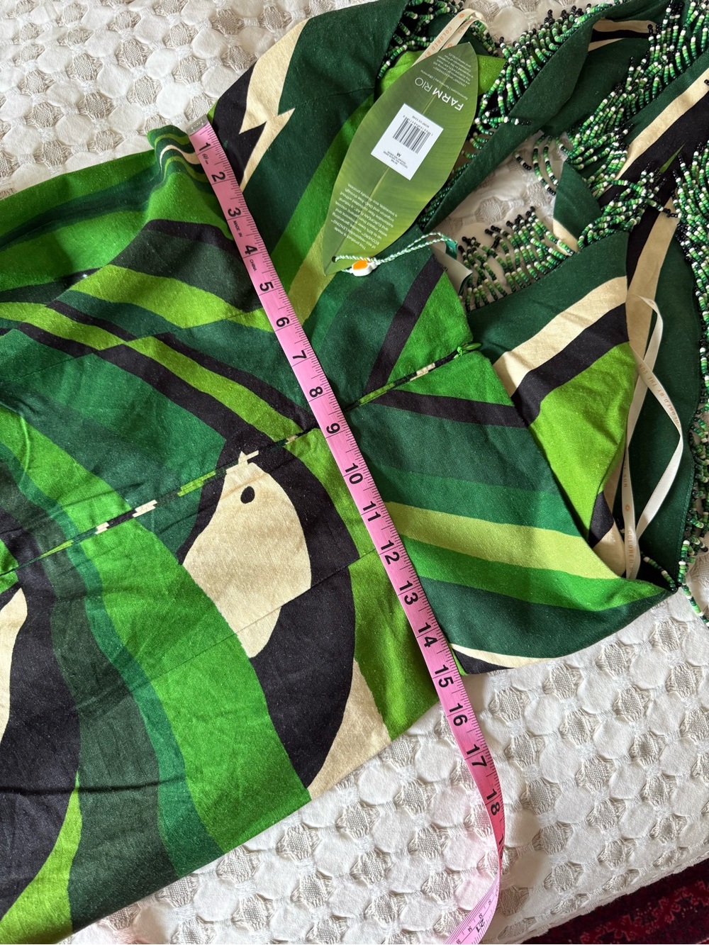 FARM Rio Toucan Tree Green & Orange Fan-Print Twist Halter Maxi Dress. Med. NWT - Picture 4 of 5